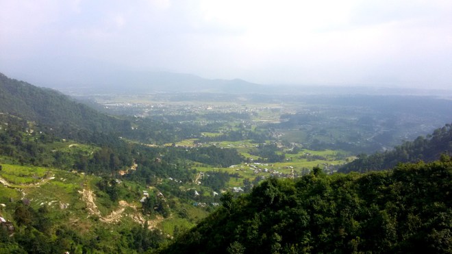A beautiful view of Kathmandu Valley on the way to the top of the mountain.
